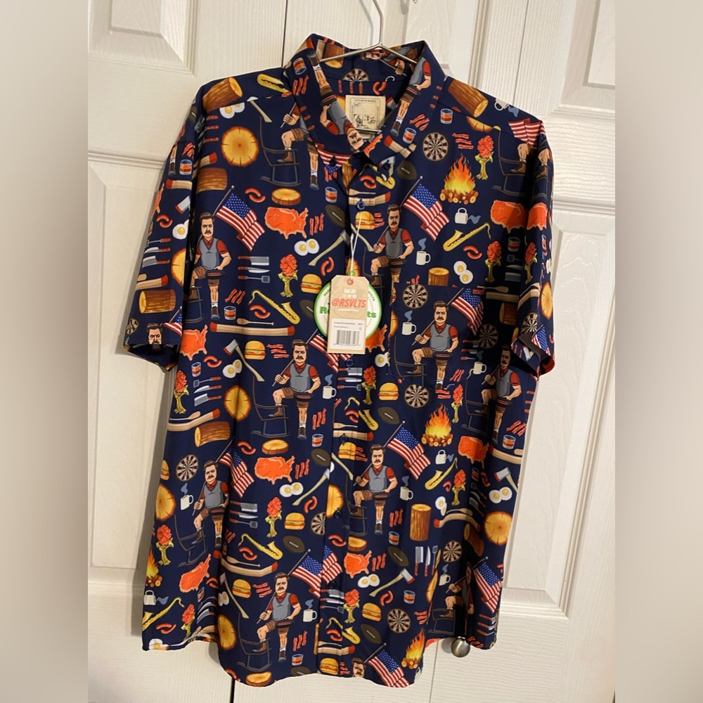 Ron Swanson shirt of greatness Parks and Rec button down short sleeve shirt